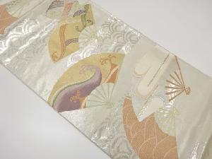 扇面に荒波模様織り出し袋帯